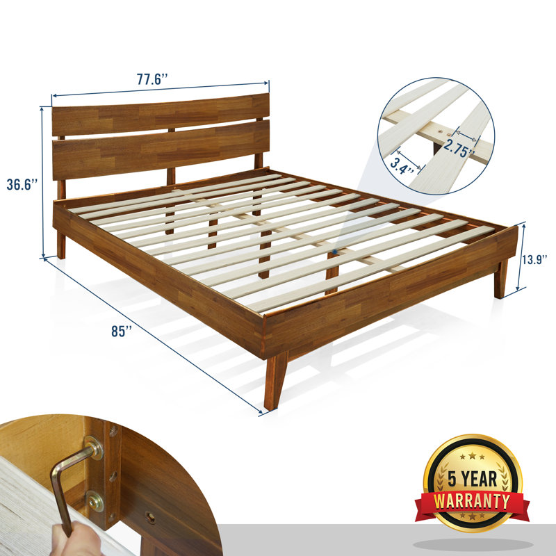 Acacia Aurora Solid Wood Bed Frame with Headboard & Reviews Wayfair